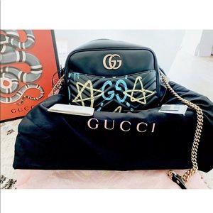 NWT Auth Med Gucci Marmont Ghost Chain Handbag